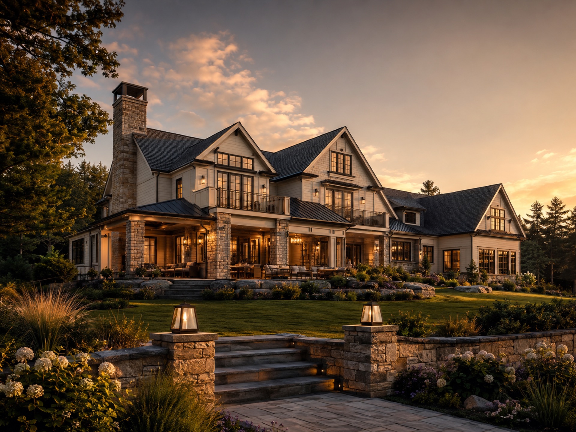Finished luxury custom home exterior